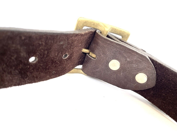 100% Cowhide High Quality Soft Leather , Brown Belt, Brass Studs Small Medium