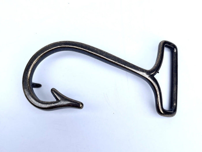 Aged Brass Tone Fishing Hook Belt Buckle