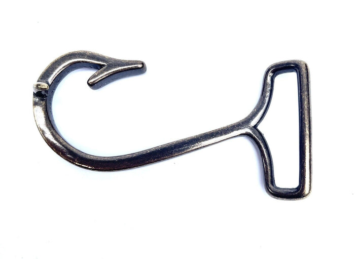 Aged Brass Tone Fishing Hook Belt Buckle