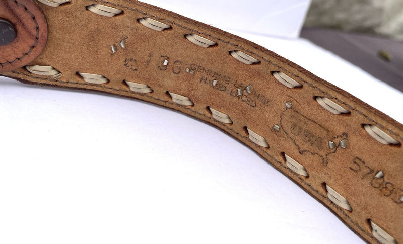 70’s Vintage Embossed Tooled Brown Leather Belt   1970s Joed Chambers Studded 34