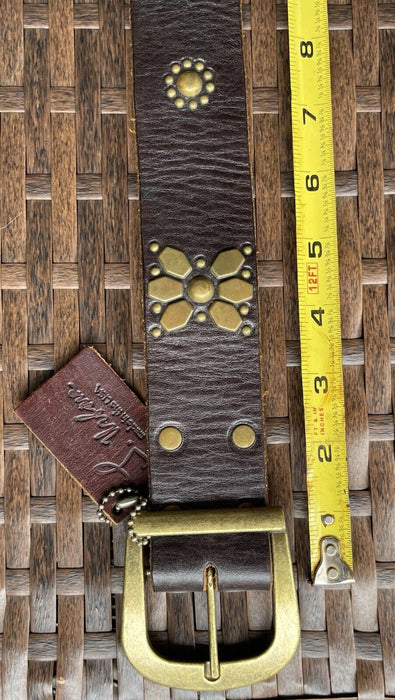 Authentic JOED-100% Leather Chocolate Brown  Belt, Brass Size 34 Gorgeous Design