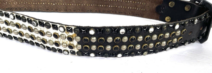 Authentic JOED 100% Quality Leather Silver, Studs, & Crystals Black White Sz 34