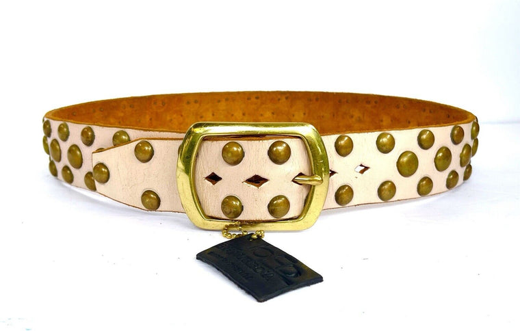 Authentic JOED- 100% Leather  Light Pink Belt, Brass Studs Round 34