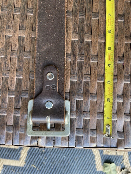 Unstamped  Brown Leather Plain Belt.  Removable Buckle. Size 30, Long End