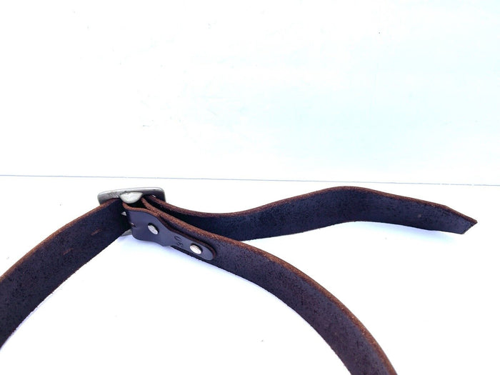 Unstamped  Brown Leather Plain Belt.  Removable Buckle. Size 30, Long End