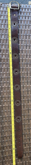 Vintage Dark Brown Leather Flat Brass Belt 34 S/M Unstamped Vintage HTC 2000s