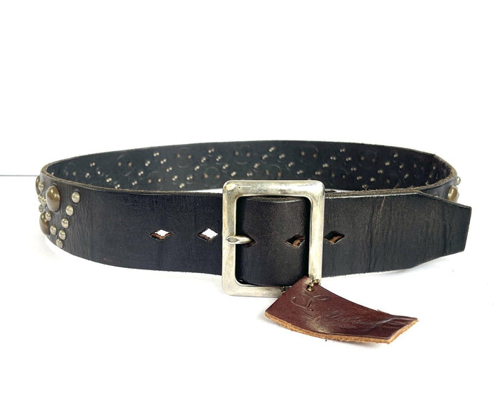 JOED- 100% Genuine Leather, Chocolate Brown Belt, Brass Large  Studs SIZE 34