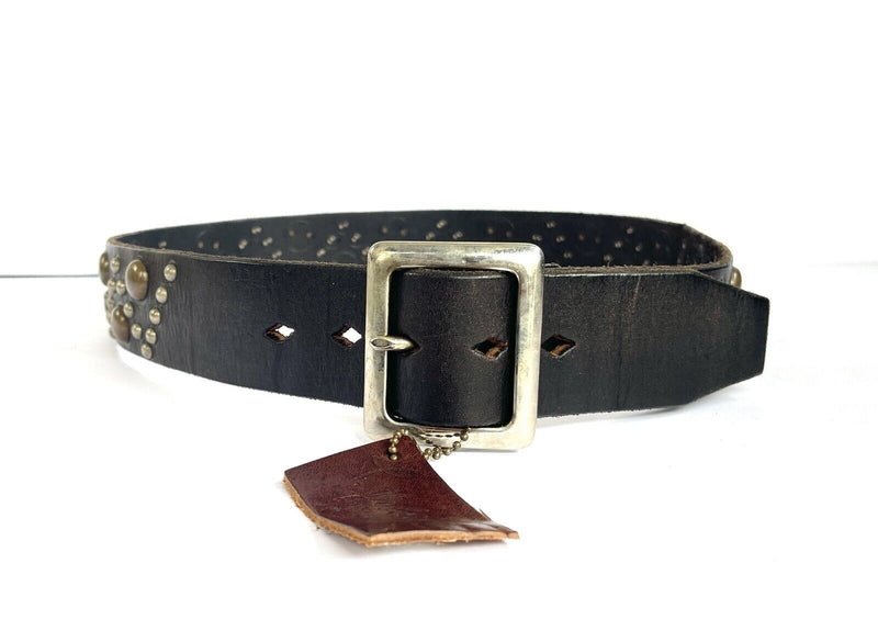 JOED- 100% Genuine Leather, Chocolate Brown Belt, Brass Large  Studs SIZE 34