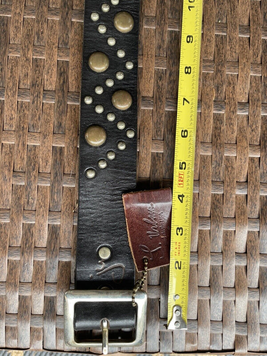 JOED- 100% Genuine Leather, Chocolate Brown Belt, Brass Large  Studs SIZE 34