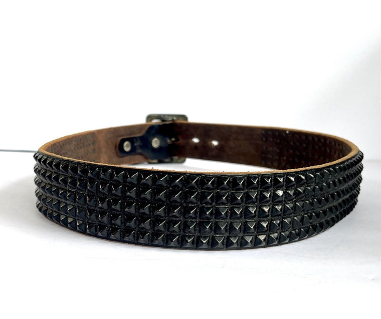 JOED- 100% Genuine Leather, Black Belt, Black Pyramids Studs SIZE 34