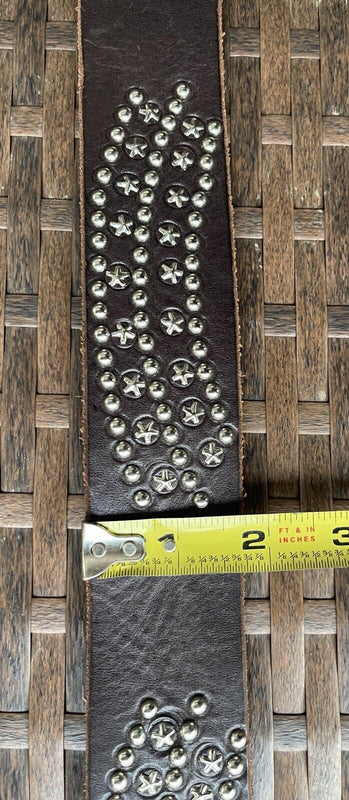 Sample Sale JOED 100% Leather,  Brown Belt, 36 Studs Small STARS SIZE M L