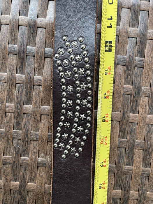 Sample Sale JOED 100% Leather,  Brown Belt, 36 Studs Small STARS SIZE M L