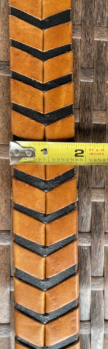 JOED Unstamped Leather Belt Upcycled Made In Usa. Size 36 Black Large Belt Brown