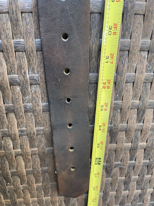 Vintage Upcycled Brown Leather Belt And Grommets Round 34 by